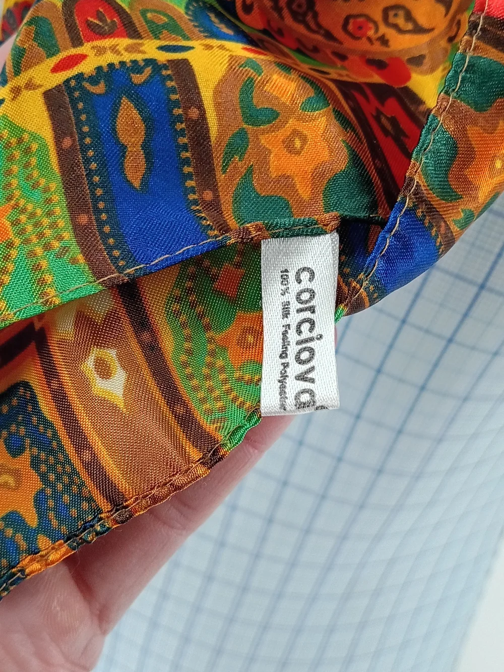 Cortciova Silk Feeling Polyester Scarf Vintage Paisley Multicolor Boho 34